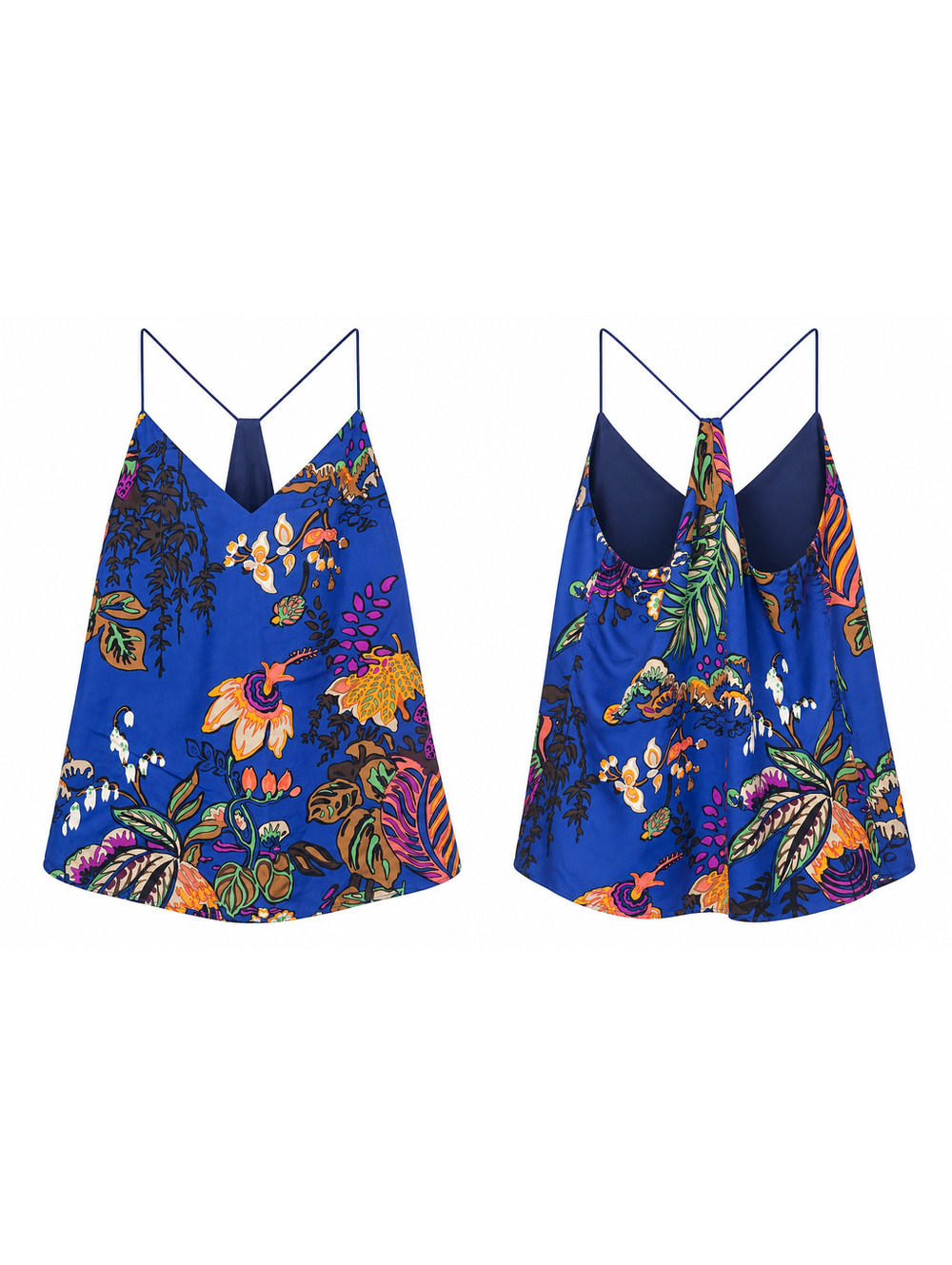 J.Crew 100% Silk Blue Bontanical Floral Racerback Cami Top Size 8